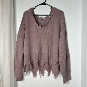 Shein Mauve Frayed Sweater Size 4X